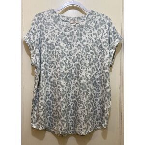 Como Vintage Womens Top XXL Animal Print Cuffed Short Sleeve Velour Pullover